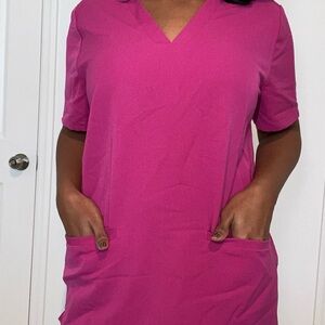 Fuchsia V-Neck Women's Scrub Top